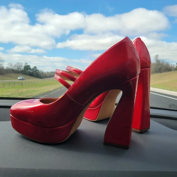 Brand New Jessica Simpson Red Patent Platform Mary Jane Heels Shoes 8 - Picture 4 of 13
